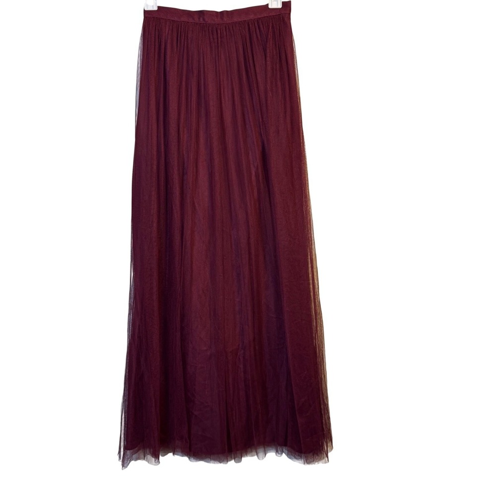 Jenny Yoo‎ Womens Skirt Size 0 Louise Maxi Burgundy Tulle Formal Party Ballgown